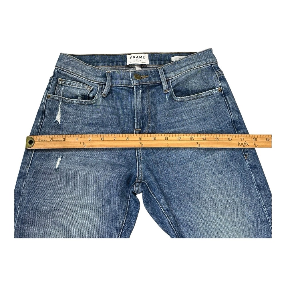 FRAME Denim Le Boy Light Wash High-Rise Straight Leg Distressed Jean Size 26 - Picture 7 of 15